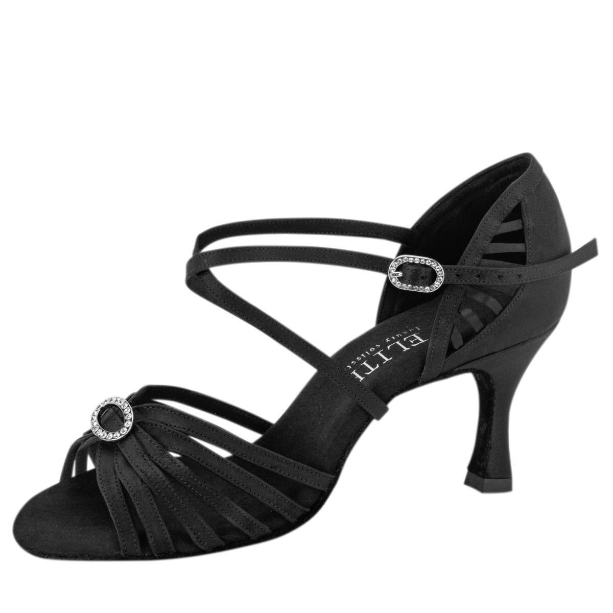 Rummos Damen Tanzschuhe Elite Celine 041 - Obermaterial: Satin - Farbe: Schwarz - Weite: Normal - Absatz: 60R Flare - Größe: EUR 34,5