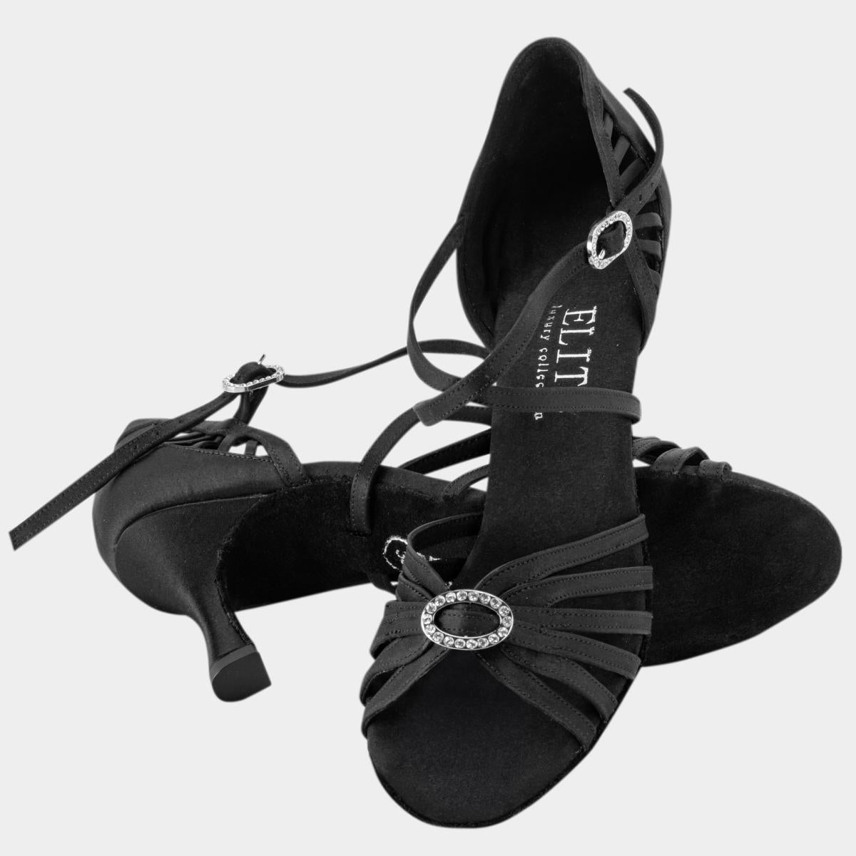 Rummos Damen Tanzschuhe Elite Celine 041 - Obermaterial: Satin - Farbe: Schwarz - Weite: Normal - Absatz: 60R Flare - Größe: EUR 40