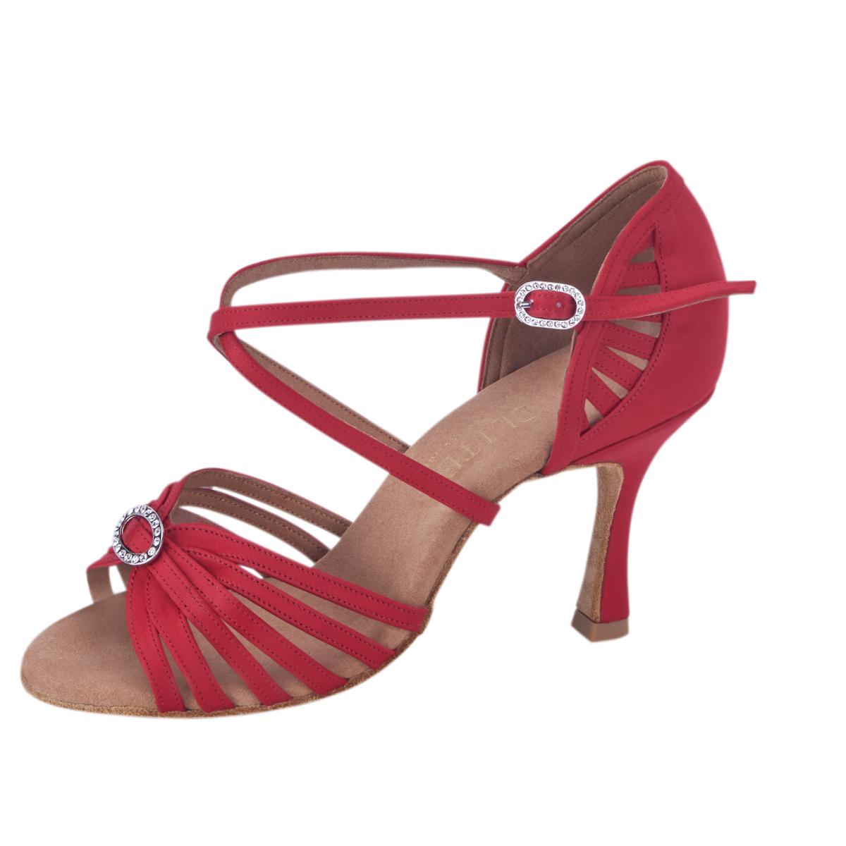 Rummos Damen Tanzschuhe Elite Celine 049 - Obermaterial: Satin - Farbe: Rot - Weite: Normal - Absatz: 70R Flare - Größe: EUR 40,5