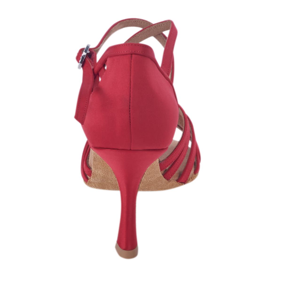 Rummos Damen Tanzschuhe Elite Celine 049 - Obermaterial: Satin - Farbe: Rot - Weite: Normal - Absatz: 70R Flare - Größe: EUR 34,5