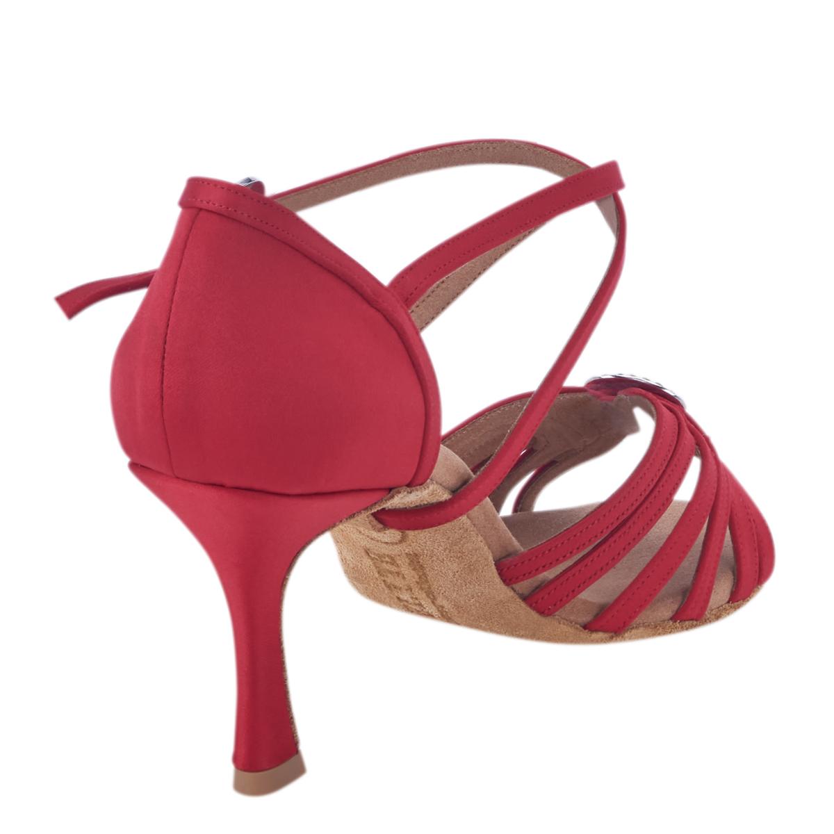 Rummos Damen Tanzschuhe Elite Celine 049 - Obermaterial: Satin - Farbe: Rot - Weite: Normal - Absatz: 70R Flare - Größe: EUR 38