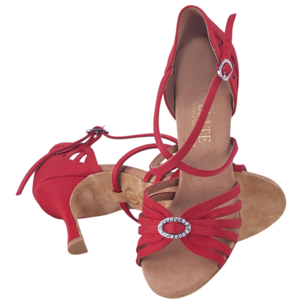 Rummos Damen Tanzschuhe Elite Celine 049 - Obermaterial: Satin - Farbe: Rot - Weite: Normal - Absatz: 70R Flare - Größe: EUR 39
