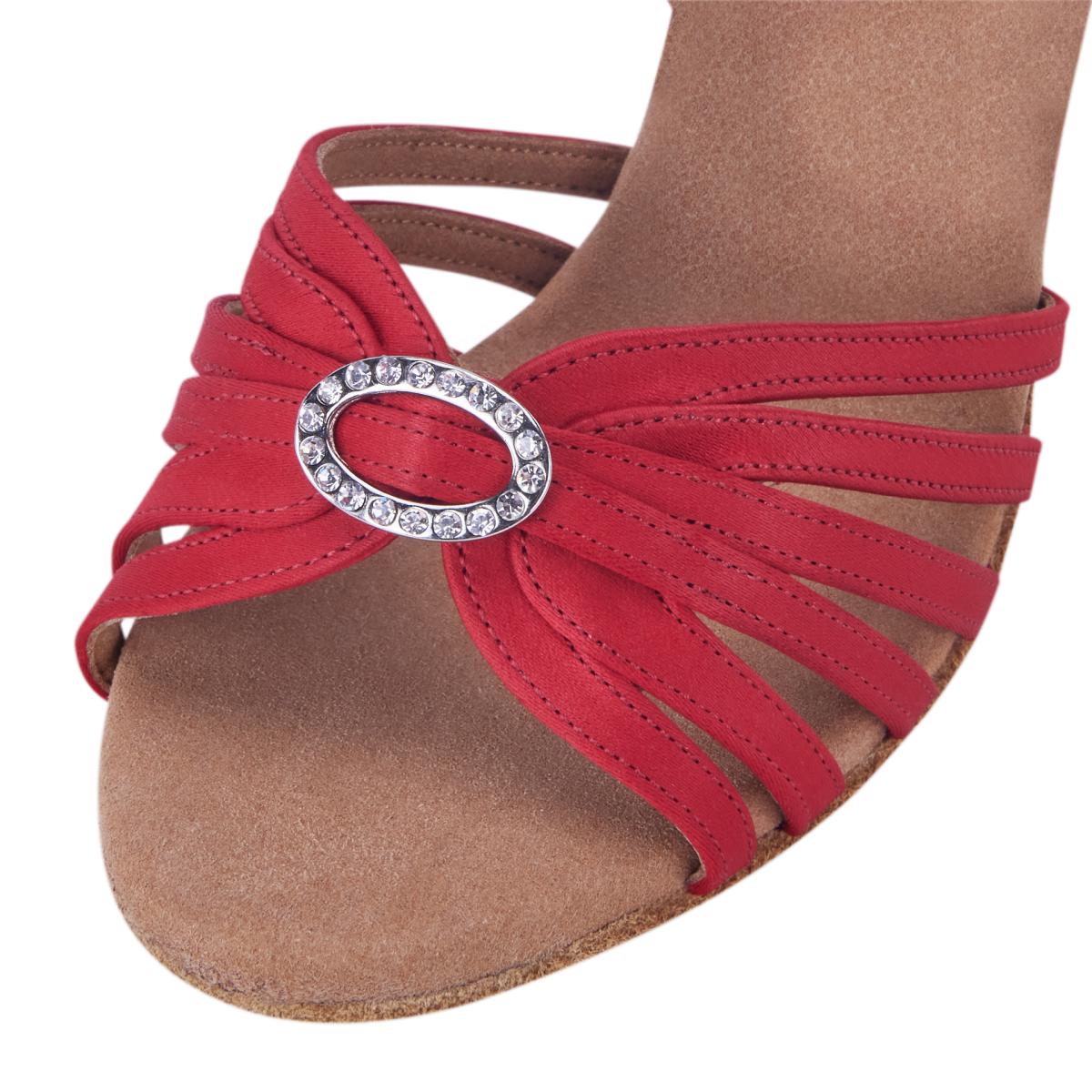Rummos Damen Tanzschuhe Elite Celine 049 - Obermaterial: Satin - Farbe: Rot - Weite: Normal - Absatz: 70R Flare - Größe: EUR 33,5