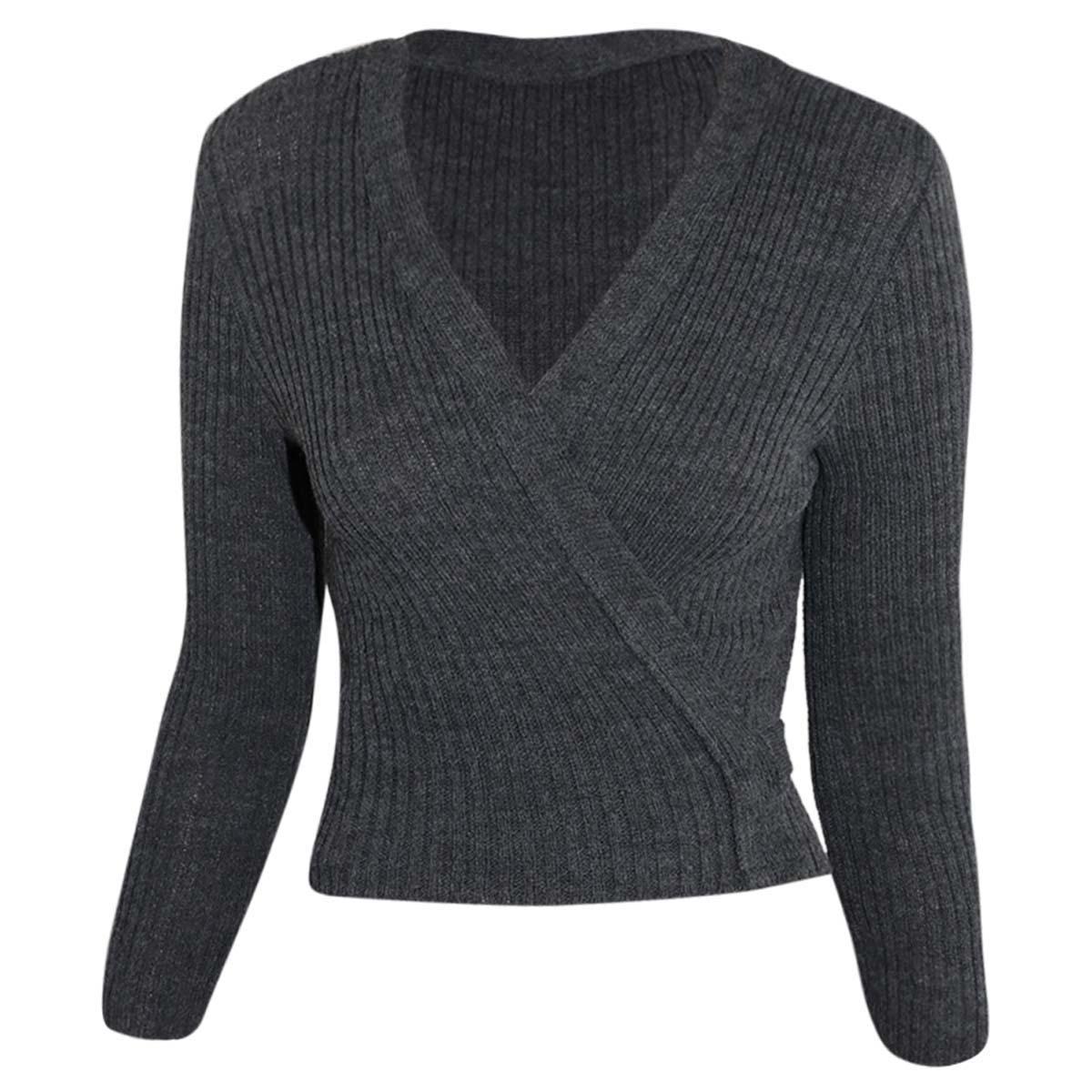 Intermezzo Damen Ballett Wickeljacke 6811 Jersey Elipor - Farbe: Dunkelgrau (188) - Größe: L