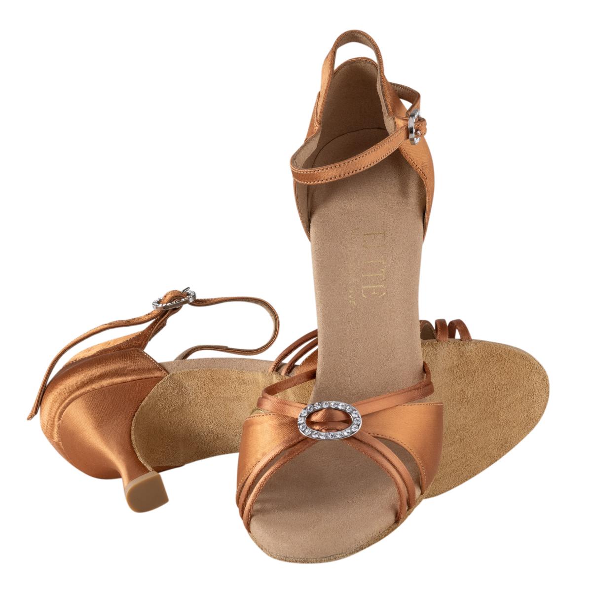 Rummos Damen Tanzschuhe Elite Bella 048 - Material: Satin - Farbe: Dark Tan - Weite: Normal - Absatz: 60R Flare - Größe: EUR 35,5