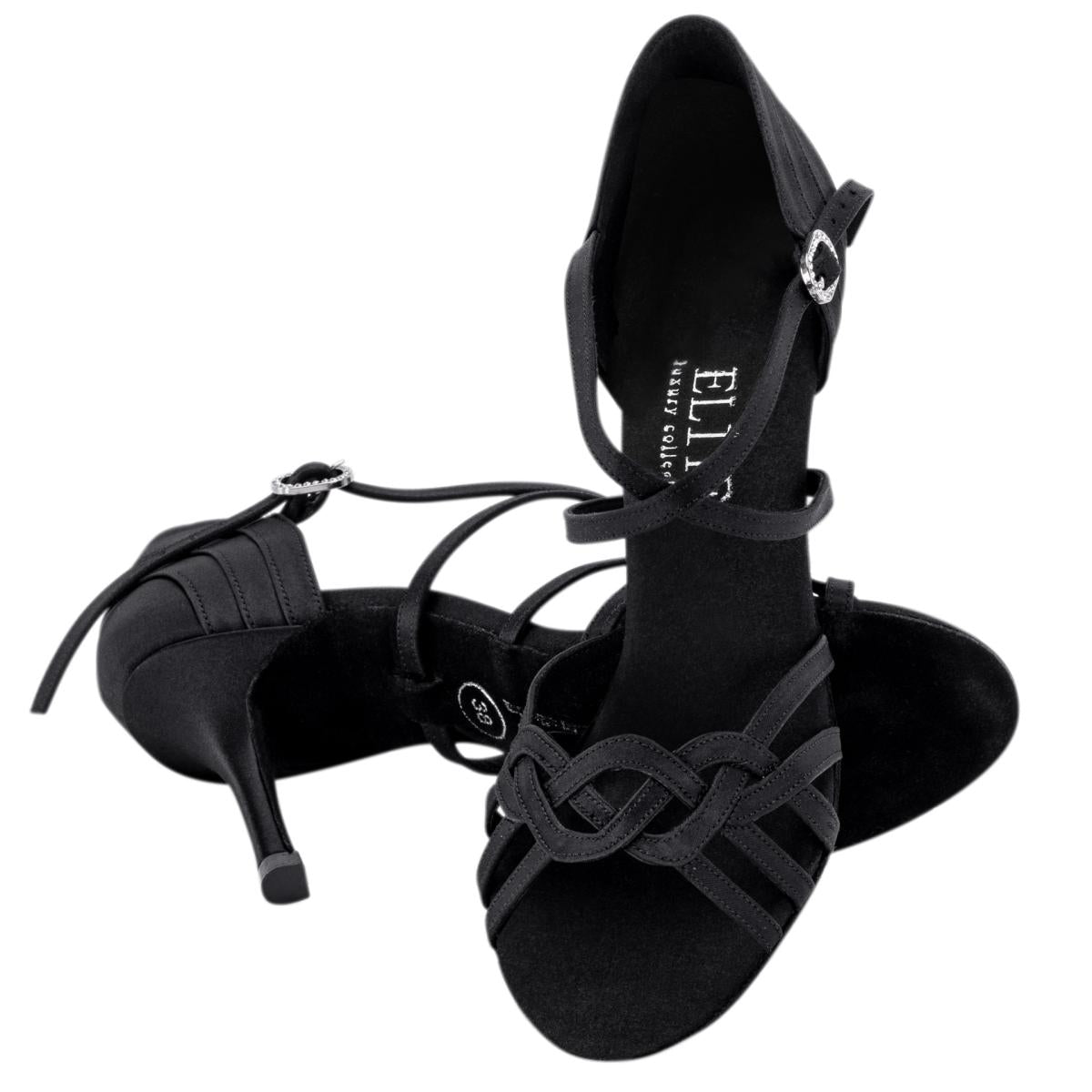 Rummos Damen Tanzschuhe Elite Gaia 041 - Obermaterial: Satin - Farbe: Schwarz - Weite: Normal - Absatz: 80E Stiletto - Größe: EUR 39