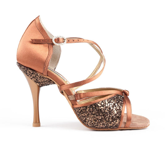 Portdance Damen Tanzschuhe PD801 Pro - Farbe: Bronze - Absatz: 5,5 cm Slim - Größe: EUR 39
