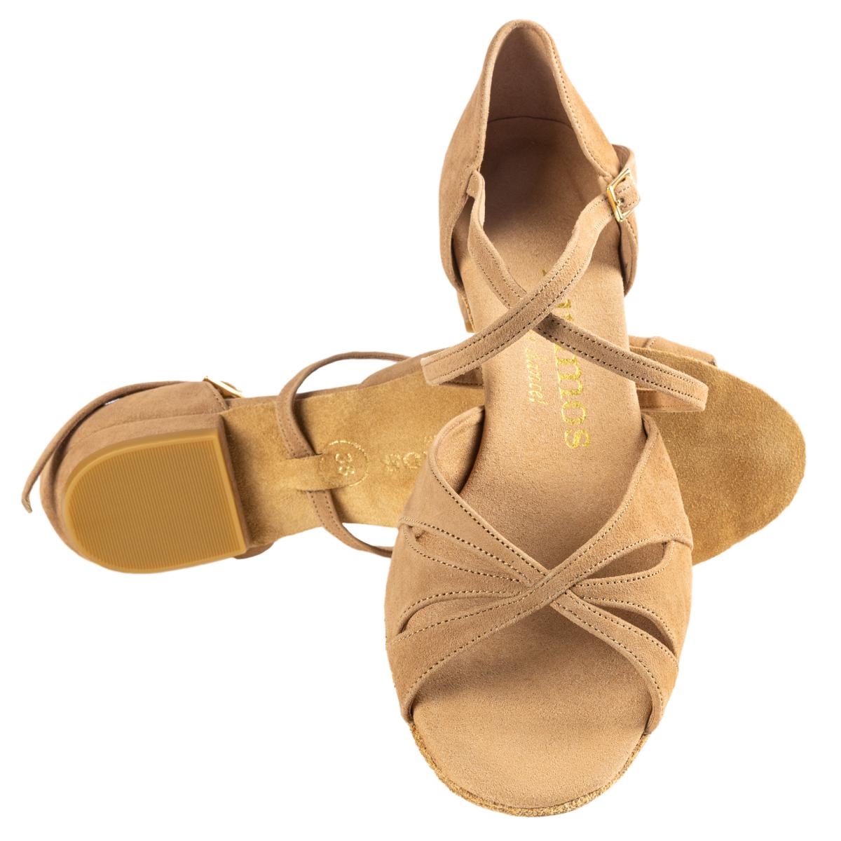 Rummos Damen Tanzschuhe Lola 027 - M: Nubuck - C: LigBraun - W: Medium (Normal) - H: 20 Block - Si: EUR 35