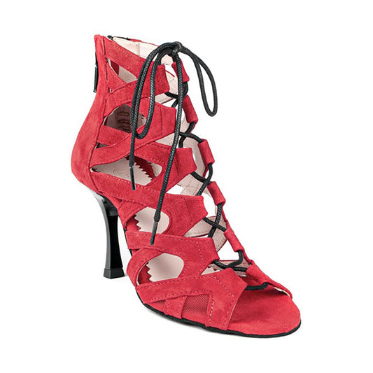 PortDance Damen Tanzschuhe PD804N - Farbe: Rot - Absatz: 7 cm Flare (klein) - Größe: EUR 41