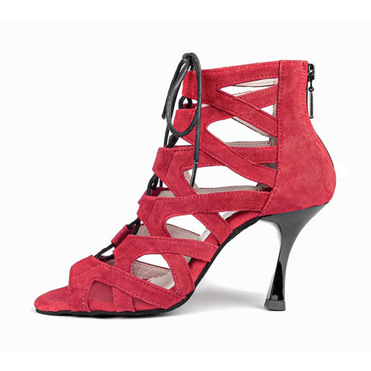 PortDance Damen Tanzschuhe PD804N - Farbe: Rot - Absatz: 7 cm Flare (klein) - Größe: EUR 42
