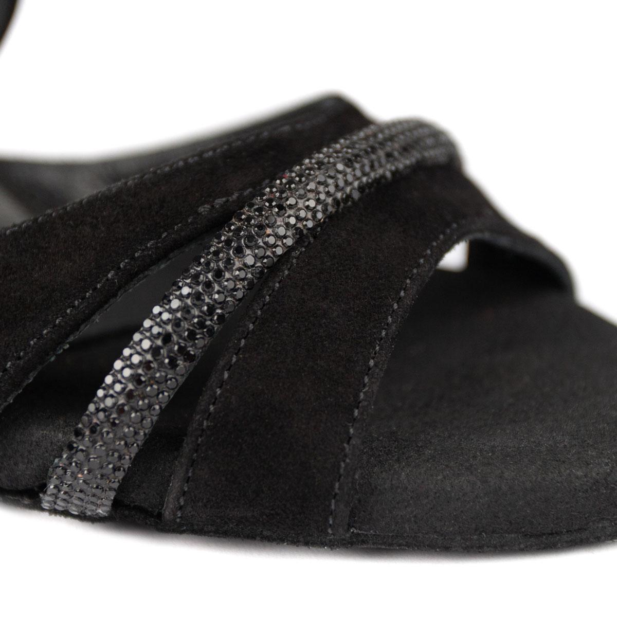 PortDance Damen Tanzschuhe PD816 - Obermaterial: Nubuck/Leder Schwarz - Absatz: 4,5 cm Spanish - Größe: 41 EU