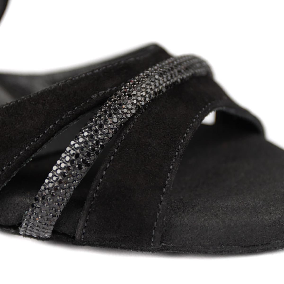 PortDance Damen Tanzschuhe PD816 - Obermaterial: Nubuck/Leder Schwarz - Absatz: 6 cm Flare (klein) - Größe: 35 EU