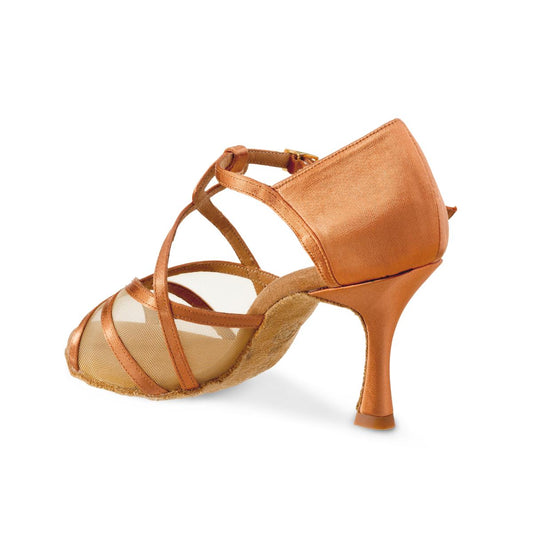 Rummos Damen Tanzschuhe R365 - Material: Satin - Farbe: Dark Tan - Weite: Medium (Normal) - Absatz: 70R Flare - Größe: EUR 33