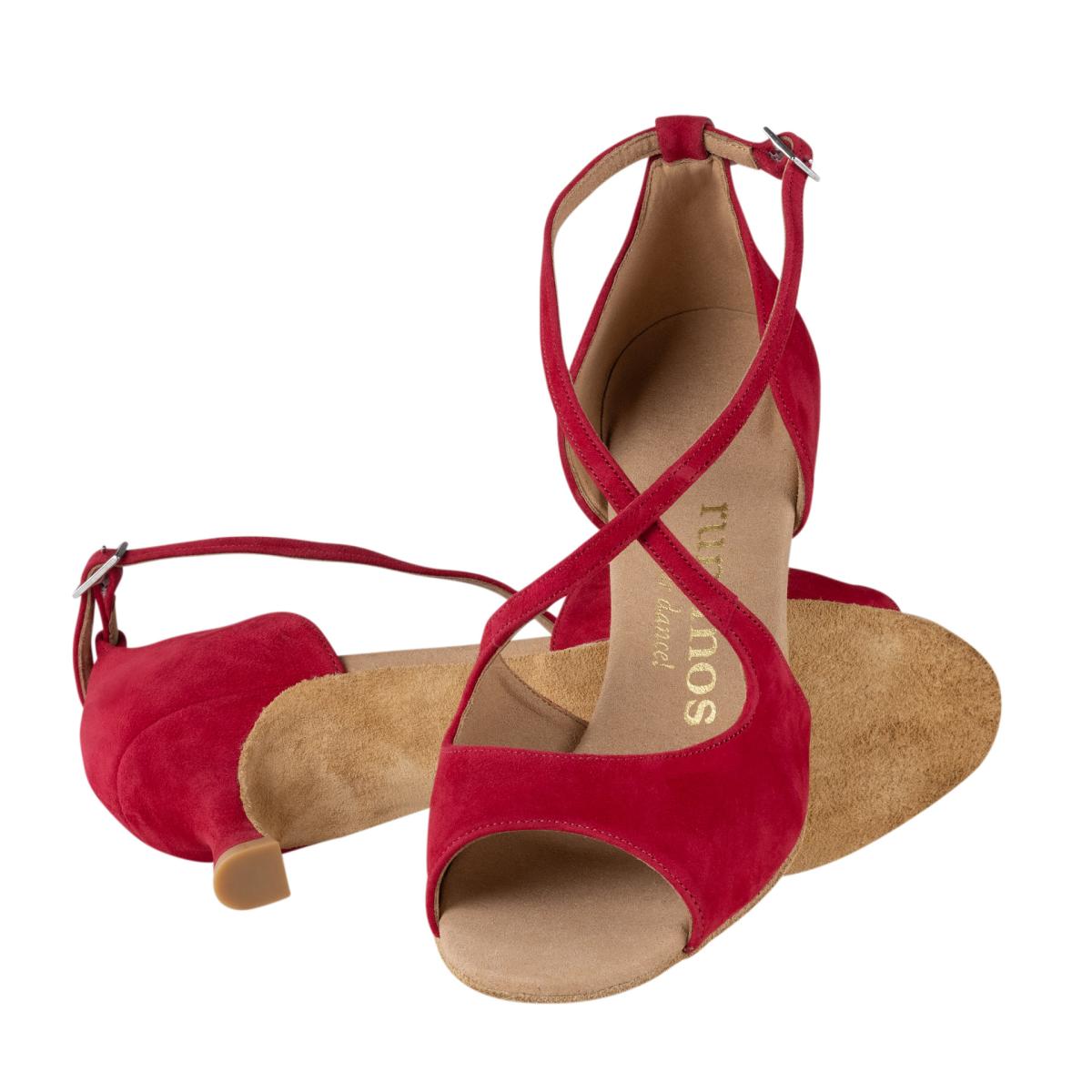 Rummos Damen Tanzschuhe R545 028 - Material: Nubuck - Farbe: Rot - Weite: Normal - Absatz: 50R Flare - Größe: EUR 40,5