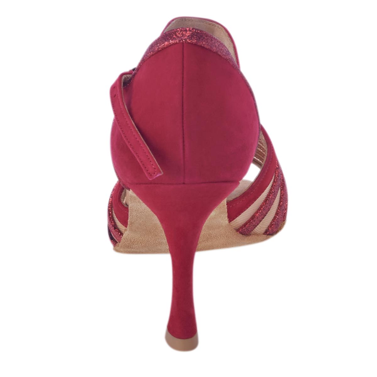 Rummos Damen Tanzschuhe R563 028-135 - Obermaterial: Nubuck/Glitzer - Farbe: Rot - Weite: Normal - Absatz: 70R Flare - Größe: EUR 36