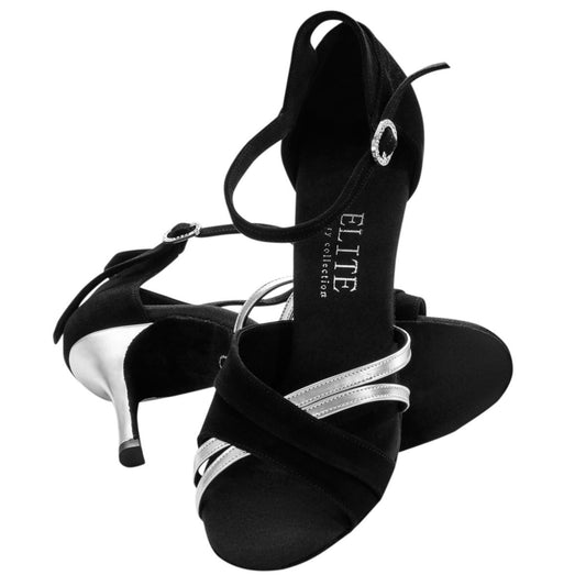 Rummos Damen Tanzschuhe Elite Athena 024/009 - Obermaterial: Nubuck/Leder - Farbe: schwarz, silber - Weite: Normal - Absatz: 80E Stiletto - Größe: EUR 40