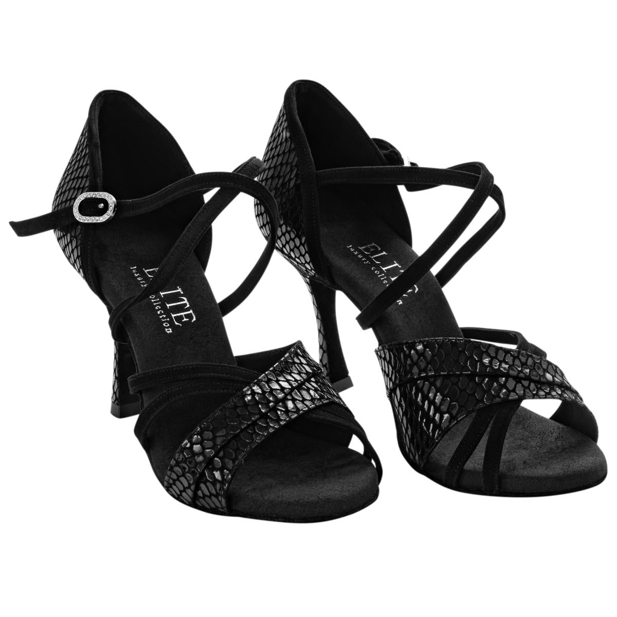 Rummos Damen Tanzschuhe Elite Athena 171/024 - Obermaterial: Nubuck/Leder - Farbe: Schwarz - Weite: Normal - Absatz: 70R Flare - Größe: EUR 41