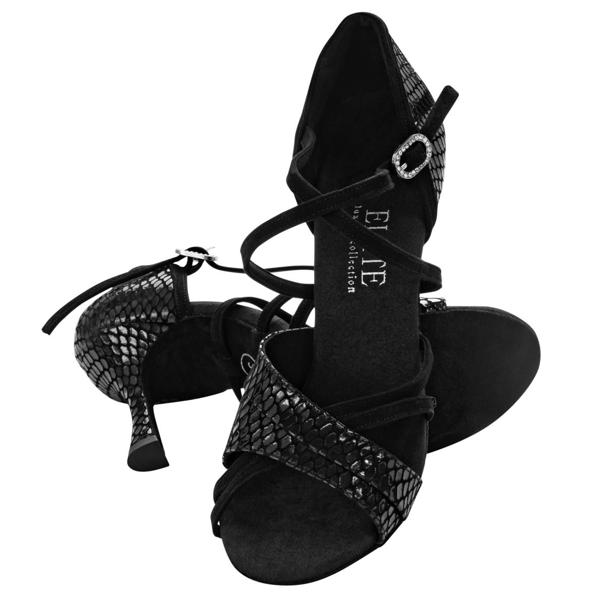 Rummos Damen Tanzschuhe Elite Athena 171/024 - Obermaterial: Nubuck/Leder - Farbe: Schwarz - Weite: Normal - Absatz: 70R Flare - Größe: EUR 41