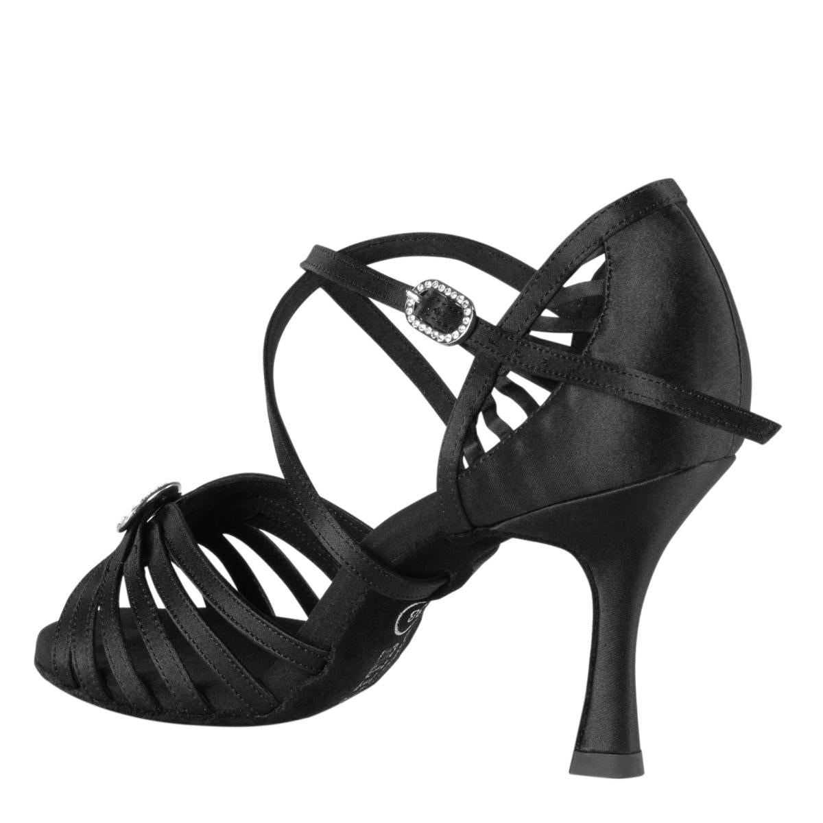 Rummos Damen Tanzschuhe Elite Celine 041 - Material: Satin - Farbe: Schwarz - Weite: Normal - Absatz: 70R Flare - Größe: EUR 33,5