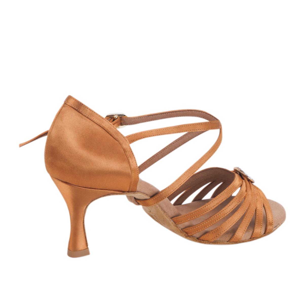 Rummos Damen Tanzschuhe Elite Celine 048 - Obermaterial: Satin - Farbe: Dark Tan - Weite: Normal - Absatz: 60R Flare - Größe: EUR 38