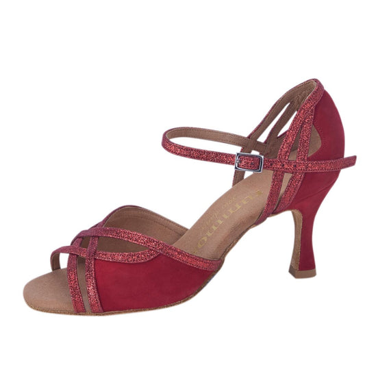 Rummos Damen Tanzschuhe Claire 135-028 - Obermaterial: Glitter/Nubuck - Farbe: Rot - Weite: Normal - Absatz: 60R Flare - Größe: EUR 40,5