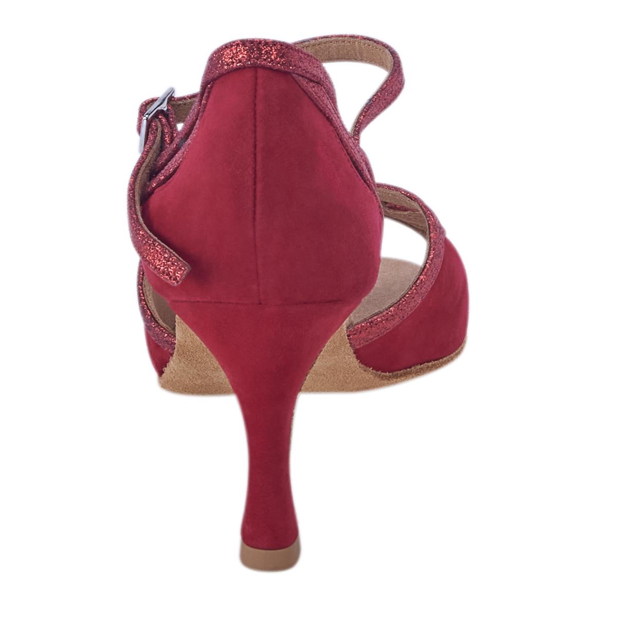 Rummos Damen Tanzschuhe Claire 135-028 - Obermaterial: Glitter/Nubuck - Farbe: Rot - Weite: Normal - Absatz: 60R Flare - Größe: EUR 34