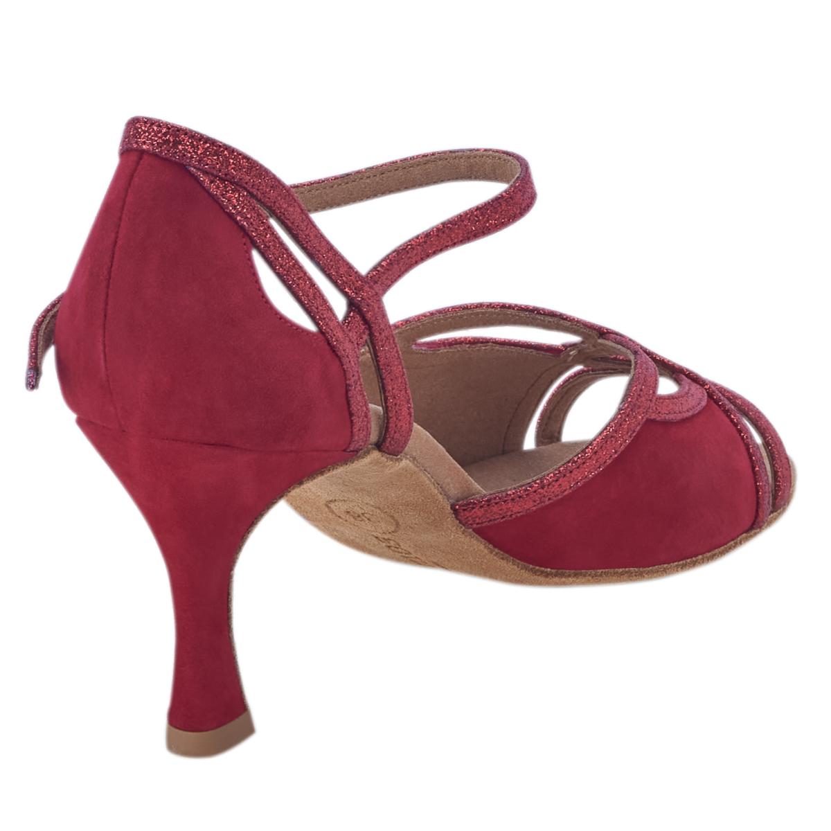 Rummos Damen Tanzschuhe Claire 135-028 - Obermaterial: Glitter/Nubuck - Farbe: Rot - Weite: Normal - Absatz: 60R Flare - Größe: EUR 40,5
