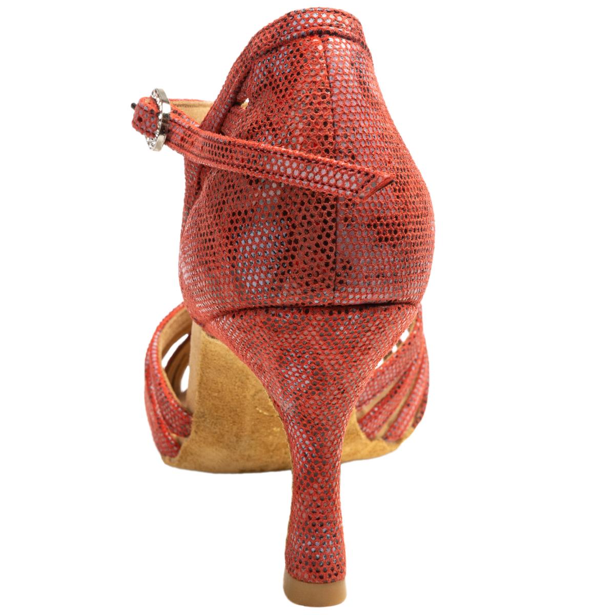 Rummos Damen Latein Tanzschuhe Elite Karina 205 mit Strass-Spange - Material: Leder - Farbe: Histrix Rot - Weite: Medium (Normal) - Absatz: 60R Flare - Größe: EUR 42