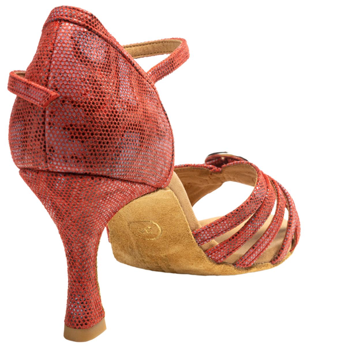 Rummos Damen Latein Tanzschuhe Elite Karina 205 mit Strass-Spange - Material: Leder - Farbe: Histrix Rot - Weite: Medium (Normal) - Absatz: 60R Flare - Größe: EUR 42