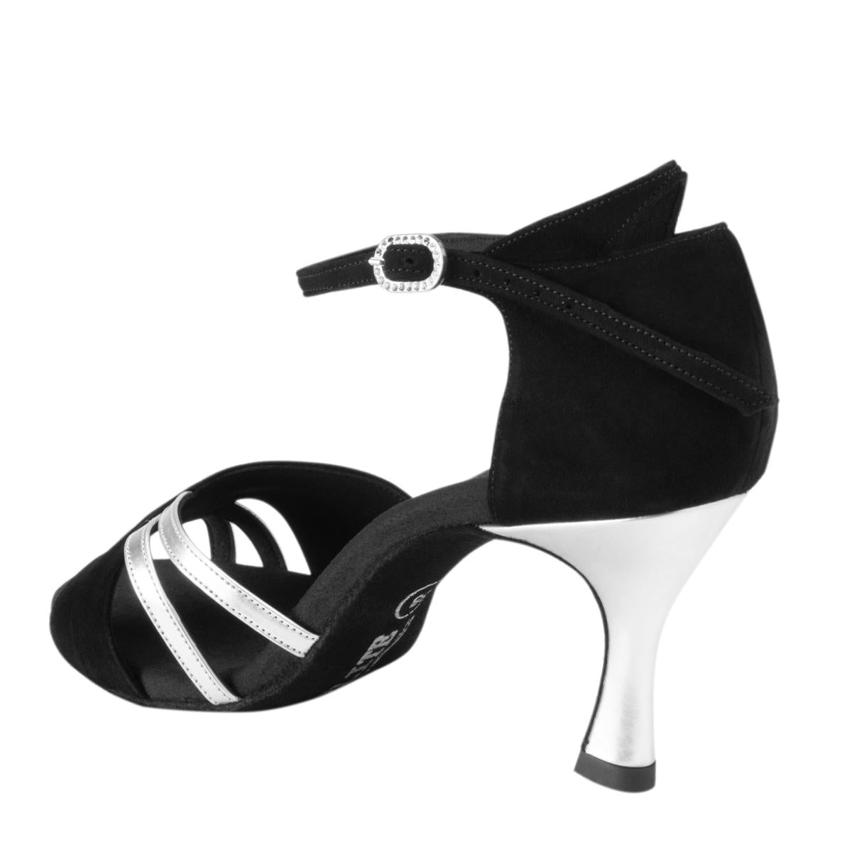 Rummos Damen Tanzschuhe Elite Athena 024/009 - Material: Nubuck/Leder - Farbe: Schwarz/Silber - Weite: Normal - Absatz: 60R Flare - Größe: EUR 36