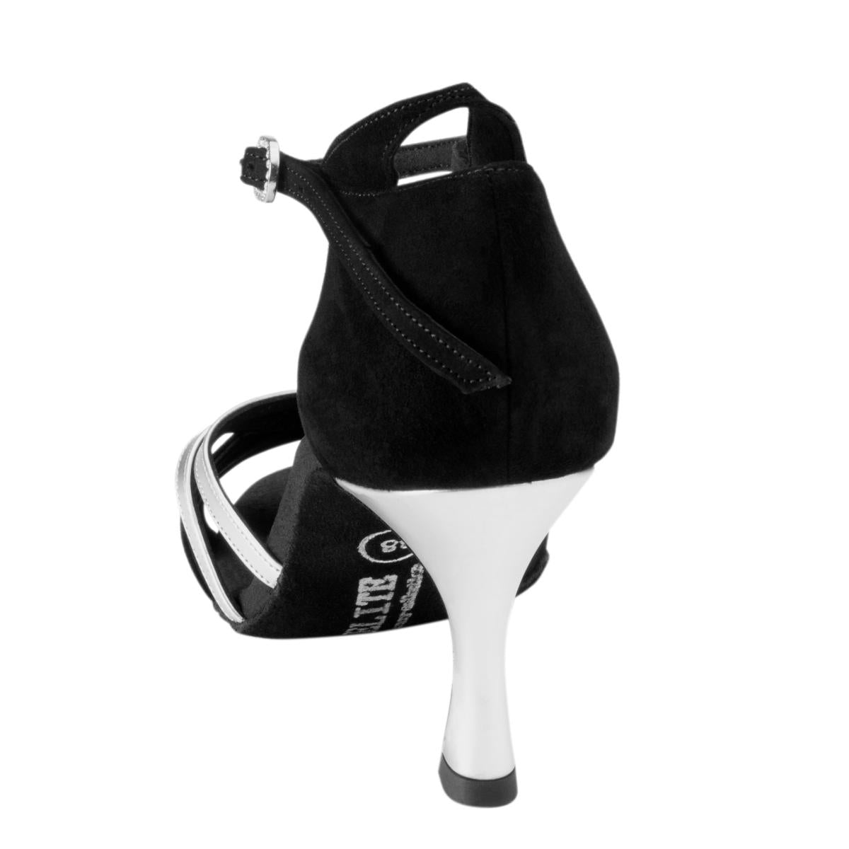 Rummos Damen Tanzschuhe Elite Athena 024/009 - Material: Nubuck/Leder - Farbe: Schwarz/Silber - Weite: Normal - Absatz: 60R Flare - Größe: EUR 35,5