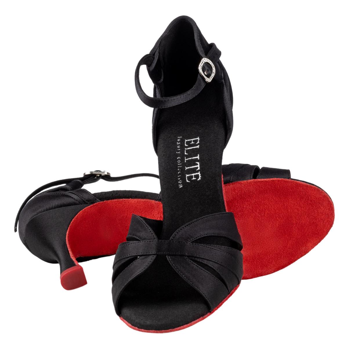 Rummos Damen Latein Tanzschuhe Elite Aura 041 - M: Satin - C: Schwarz - W: Medium (Normal) - H: 60R Flare - Si: EUR 40,5