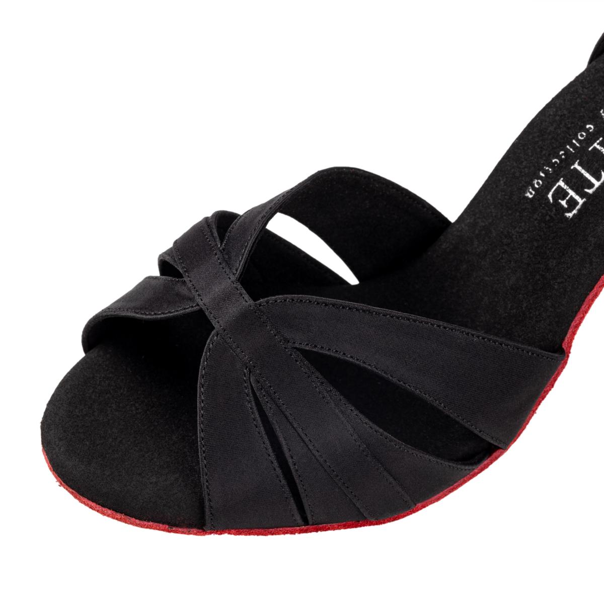 Rummos Damen Latein Tanzschuhe Elite Aura 041 - M: Satin - C: Schwarz - W: Medium (Normal) - H: 60R Flare - Si: EUR 33,5