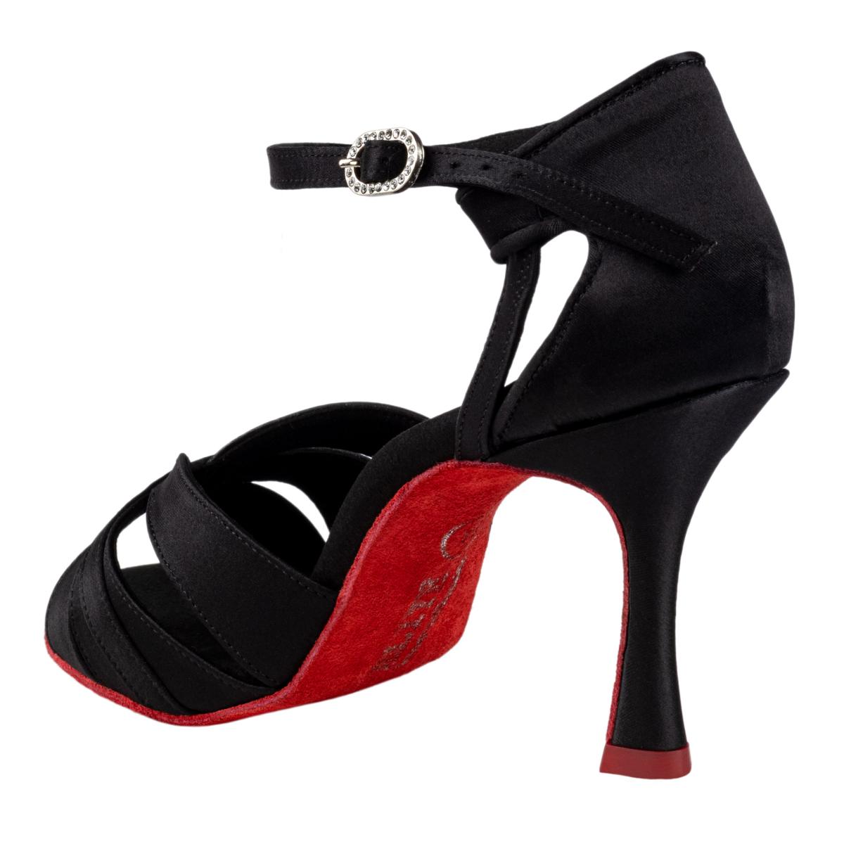 Rummos Damen Latein Tanzschuhe Elite Aura 041 - Material: Satin - Farbe: Schwarz - Weite: Normal - Absatz: 70R Flare - Größe: EUR 35,5