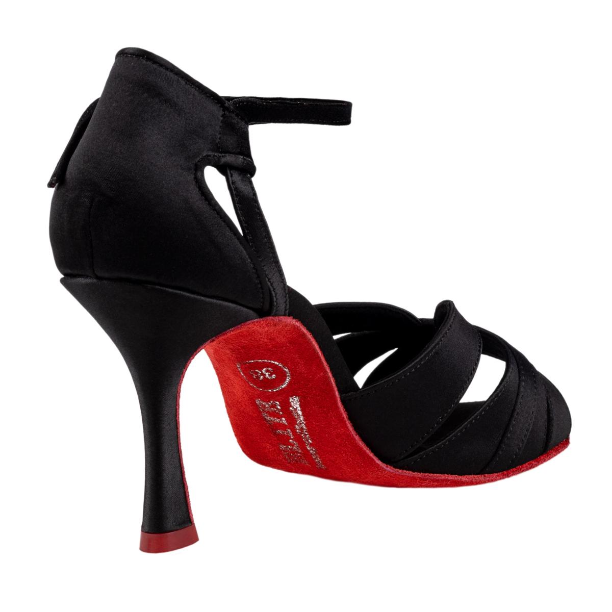 Rummos Damen Latein Tanzschuhe Elite Aura 041 - Material: Satin - Farbe: Schwarz - Weite: Normal - Absatz: 70R Flare - Größe: EUR 33