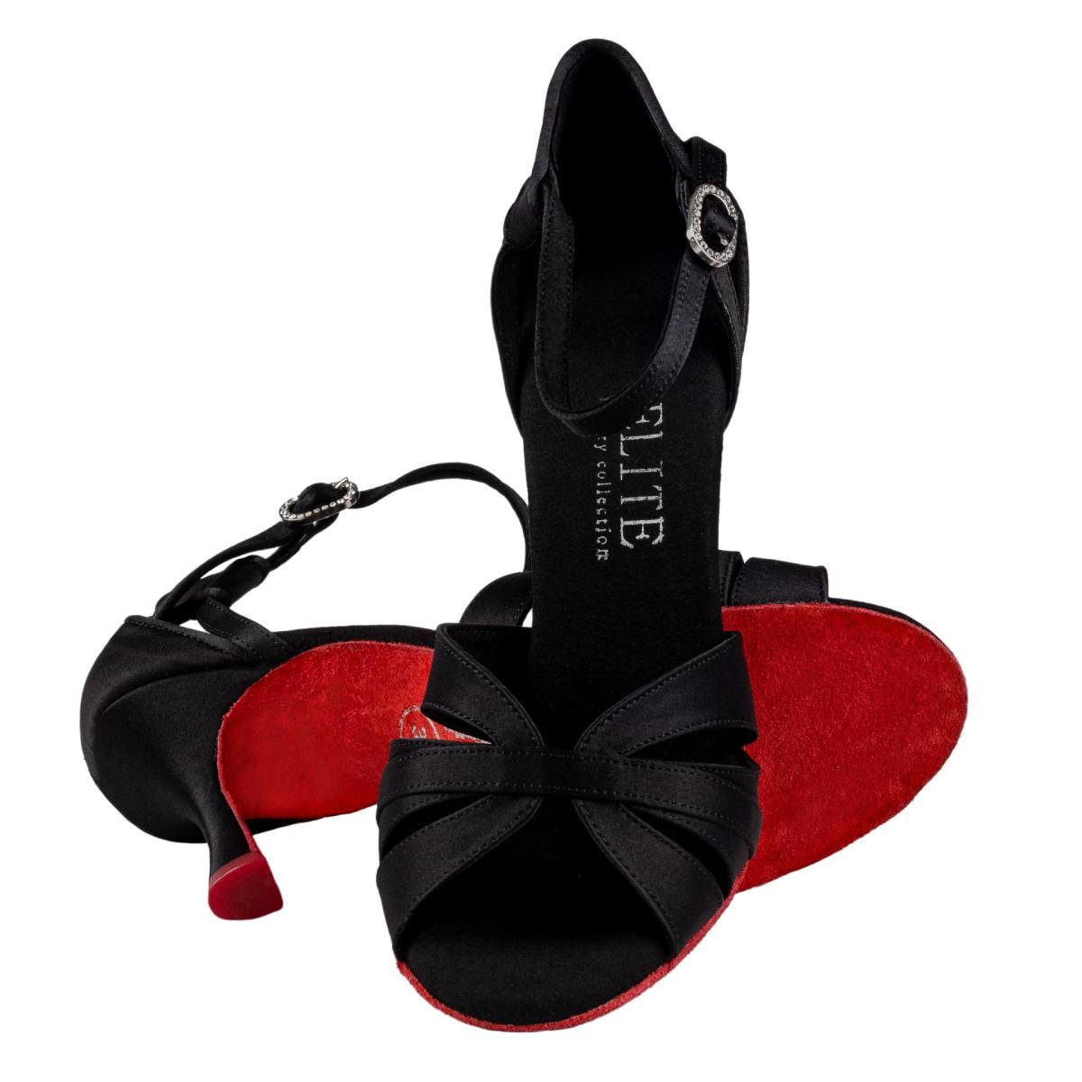 Rummos Damen Latein Tanzschuhe Elite Aura 041 - Material: Satin - Farbe: Schwarz - Weite: Normal - Absatz: 70R Flare - Größe: EUR 33,5