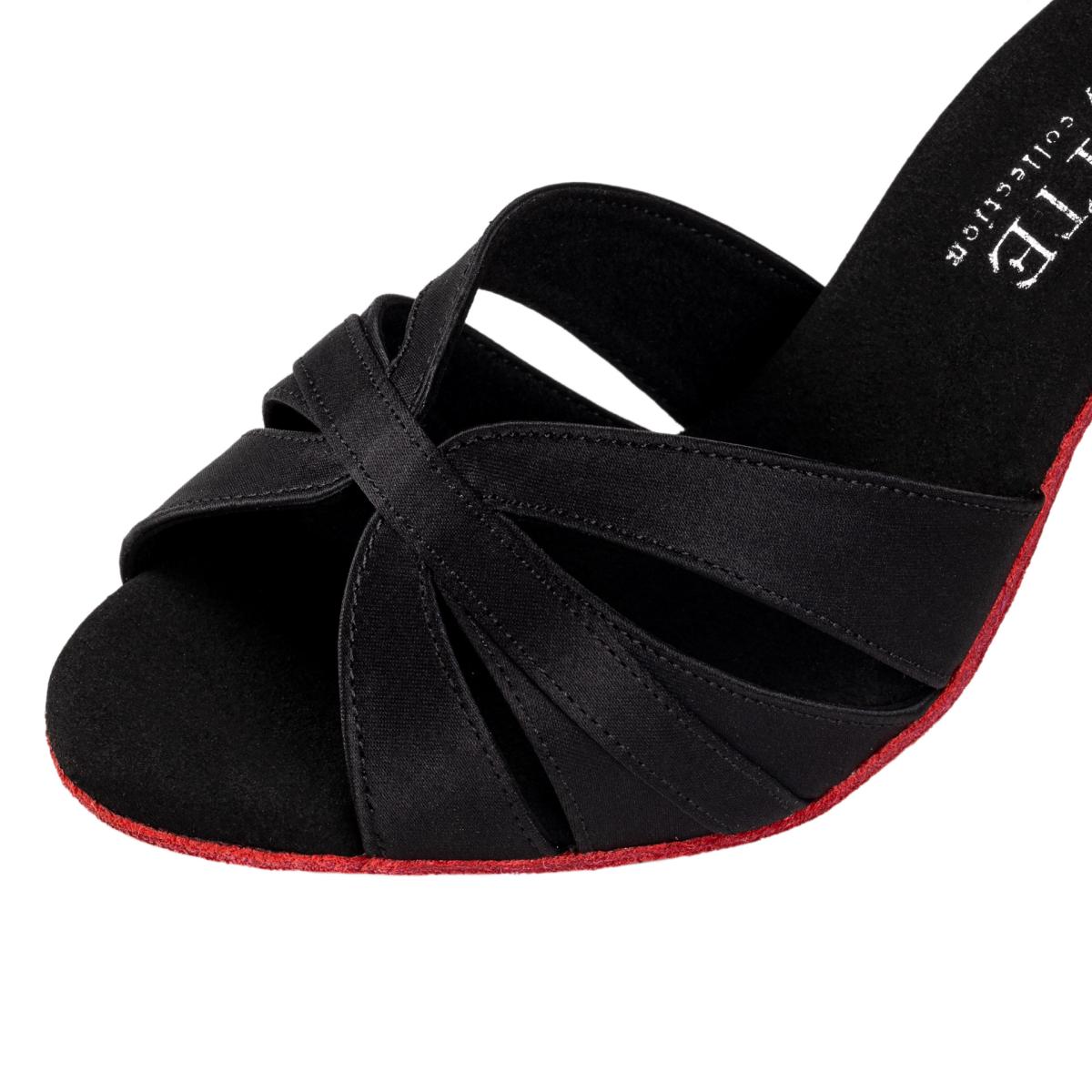Rummos Damen Latein Tanzschuhe Elite Aura 041 - Material: Satin - Farbe: Schwarz - Weite: Normal - Absatz: 70R Flare - Größe: EUR 40