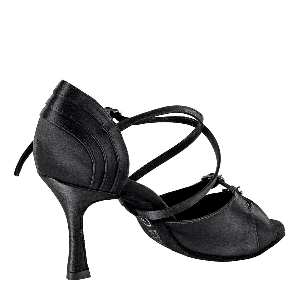 Rummos Damen Tanzschuhe Elite Diana 041 - Material: Satin - Farbe: Schwarz - Weite: Normal - Absatz: 70R Flare - Größe: EUR 40,5