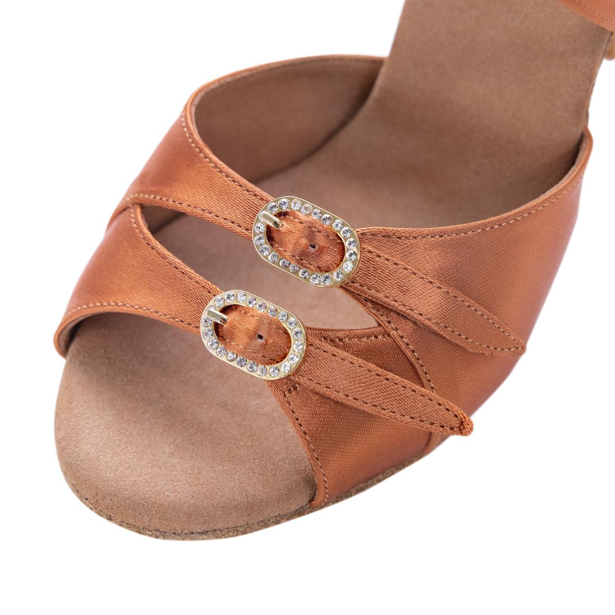 Rummos Damen Tanzschuhe Elite Diana 048 - Obermaterial: Satin - Farbe: Dark Tan - Weite: Normal - Absatz: 70R Flare - Größe: EUR 34,5