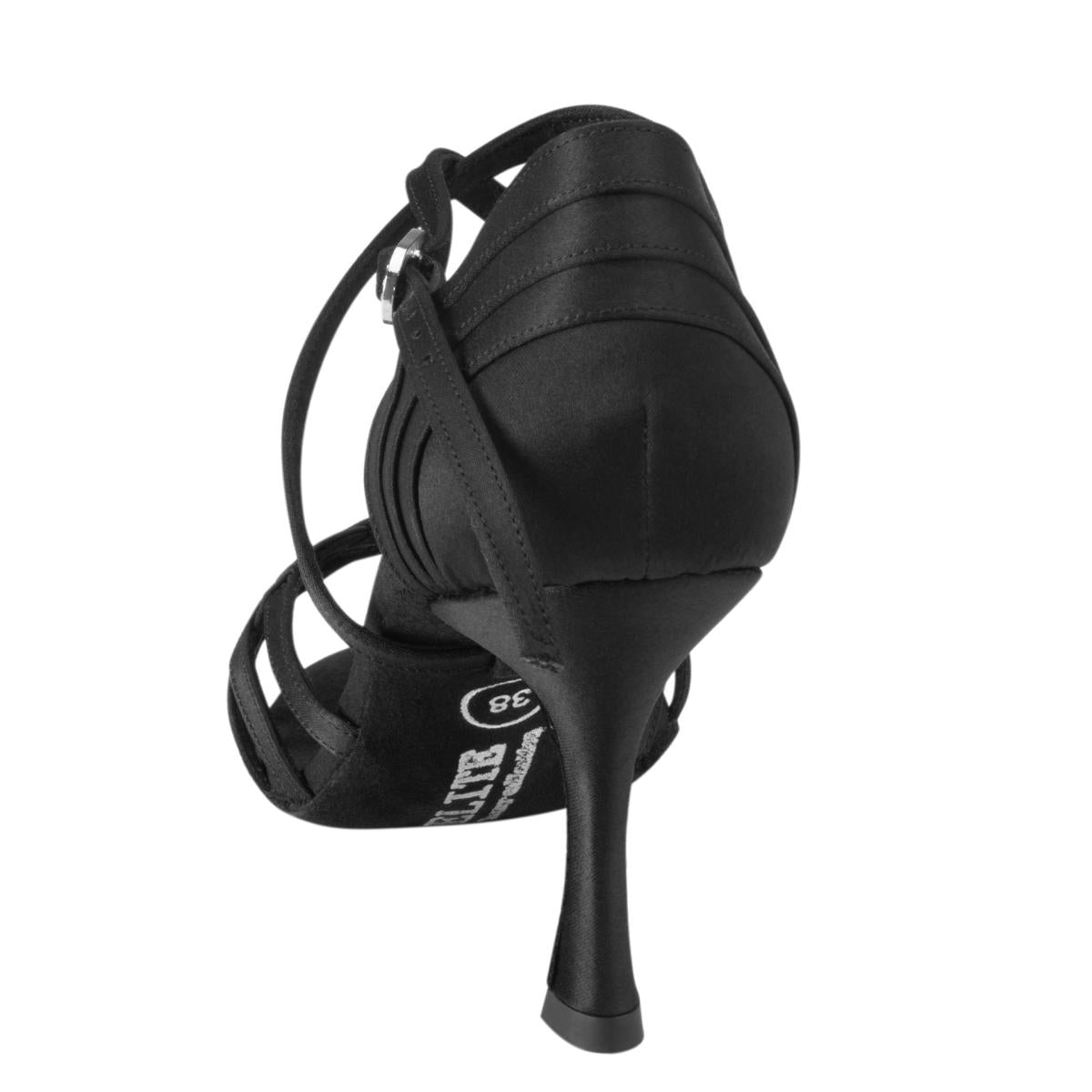 Rummos Damen Tanzschuhe Elite Gaia 041 - Material: Satin - Farbe: Schwarz - Weite: Normal - Absatz: 70R Flare - Größe: EUR 34,5