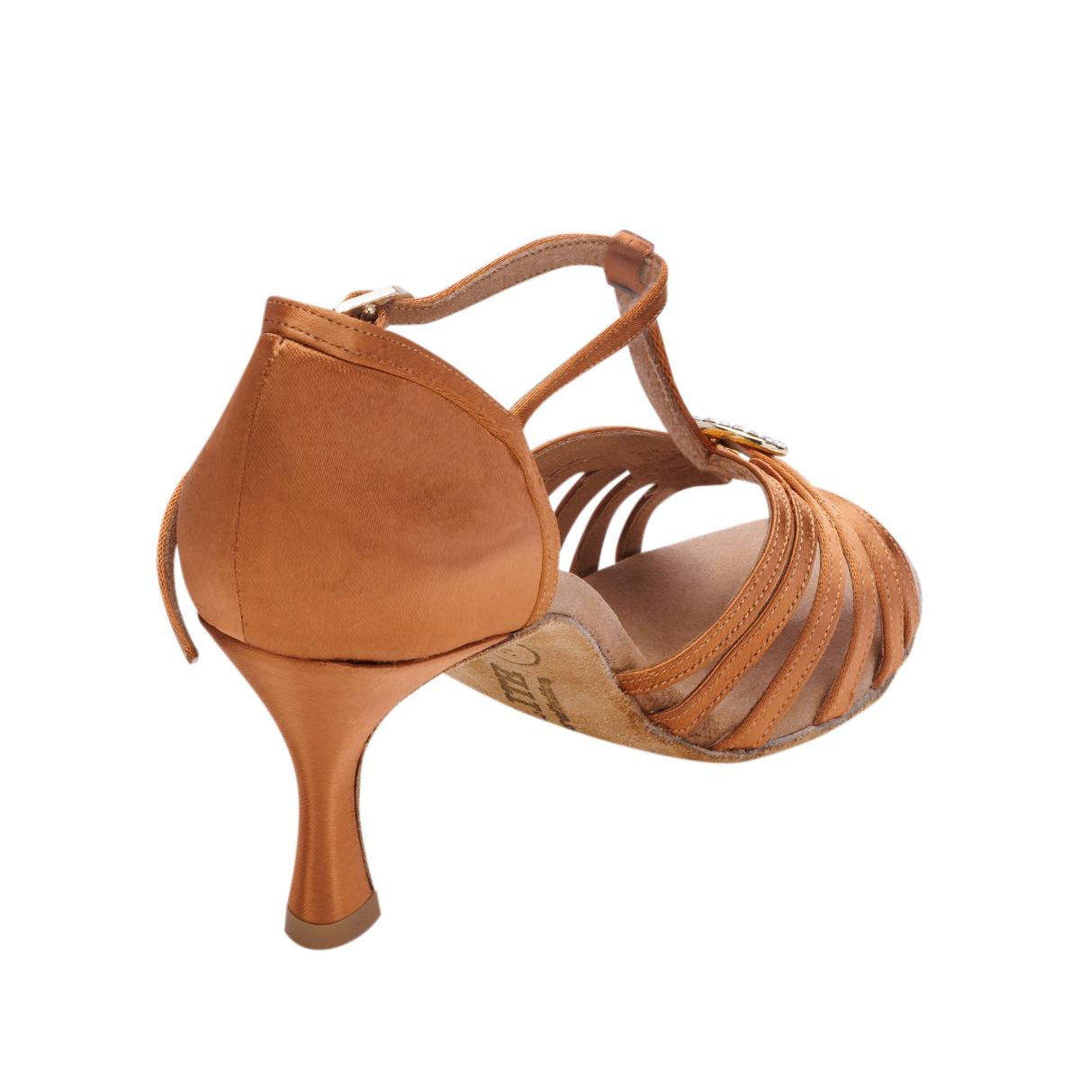 Rummos Damen Tanzschuhe Elite Karina 048 - Obermaterial: Satin - Farbe: Dark Tan - Weite: Normal - Absatz: 60R Flare - Größe: EUR 40,5