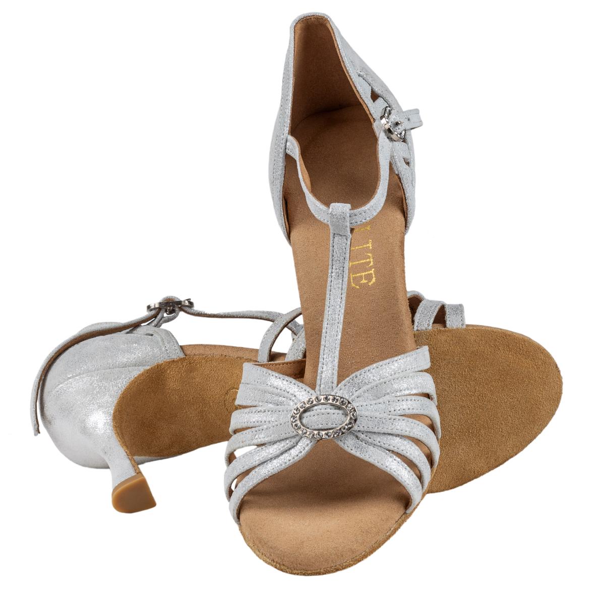 Rummos Damen Latein Tanzschuhe Elite Karina 169 - Material: Leder - Farbe: Silber Cuarzo - Weite: Normal - Absatz: 70R Flare - Größe: EUR 41
