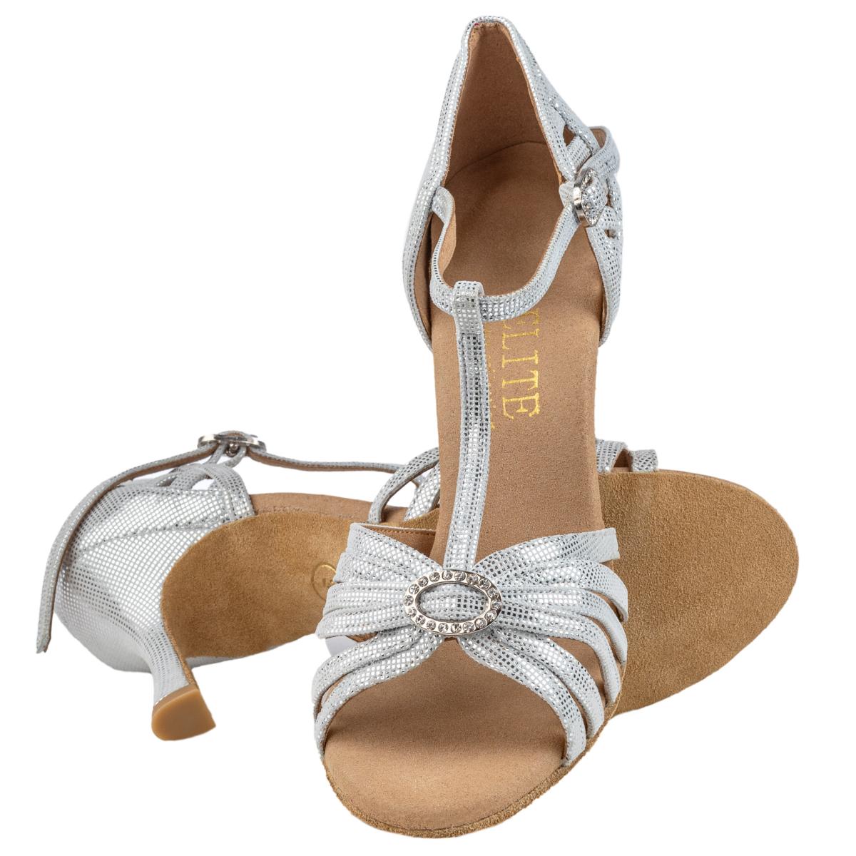 Rummos Damen Tanzschuhe Elite Karina 069 - Material: Leder - Farbe: Silber Diva - Weite: Normal - Absatz: 70R Flare - Größe: EUR 40,5