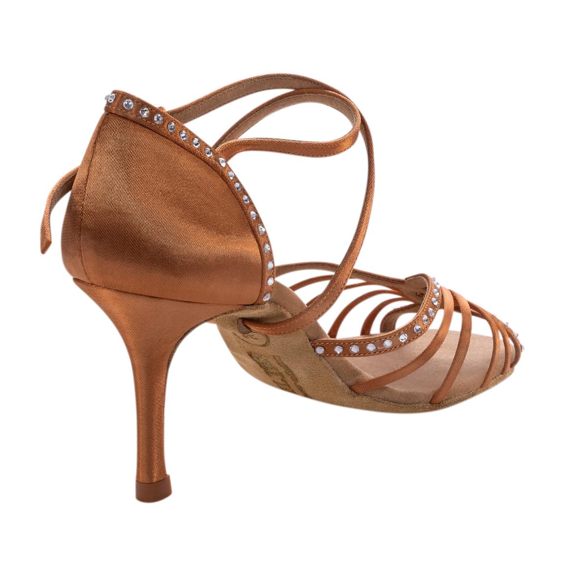 Rummos Damen Tanzschuhe Elite Luna 048S - Obermaterial: Satin - Farbe: Dark Tan - Weite: Normal - Absatz: 80E Stiletto - Größe: EUR 38,5
