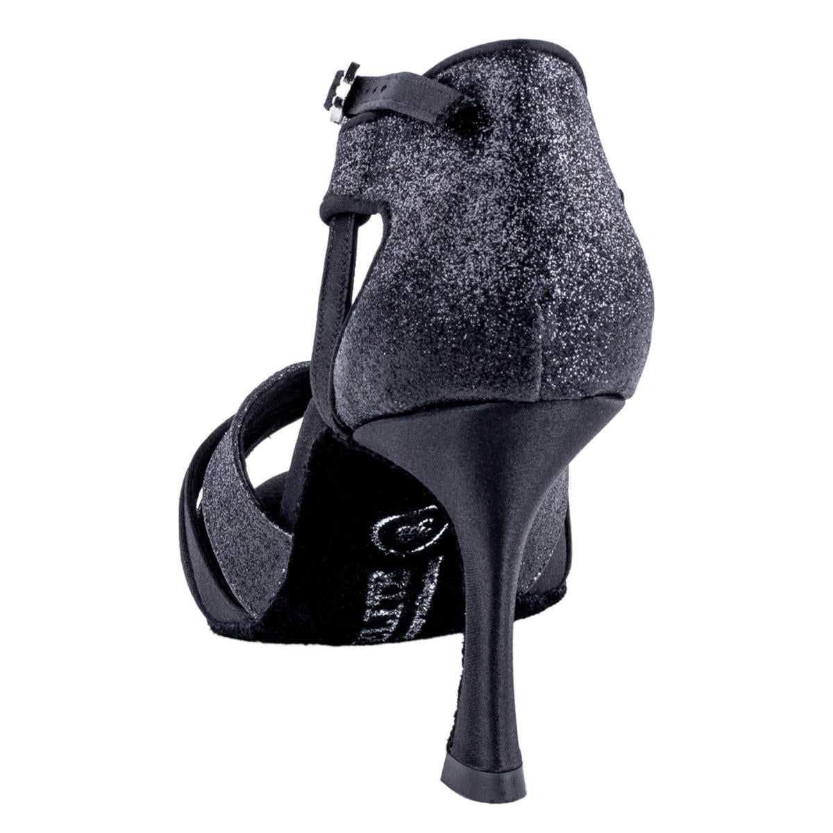 Rummos Damen Tanzschuhe Elite Martina 041/131 - Material: Satin/Glitzer - Farbe: Schwarz - Weite: Normal - Absatz: 70R Flare - Größe: EUR 40,5