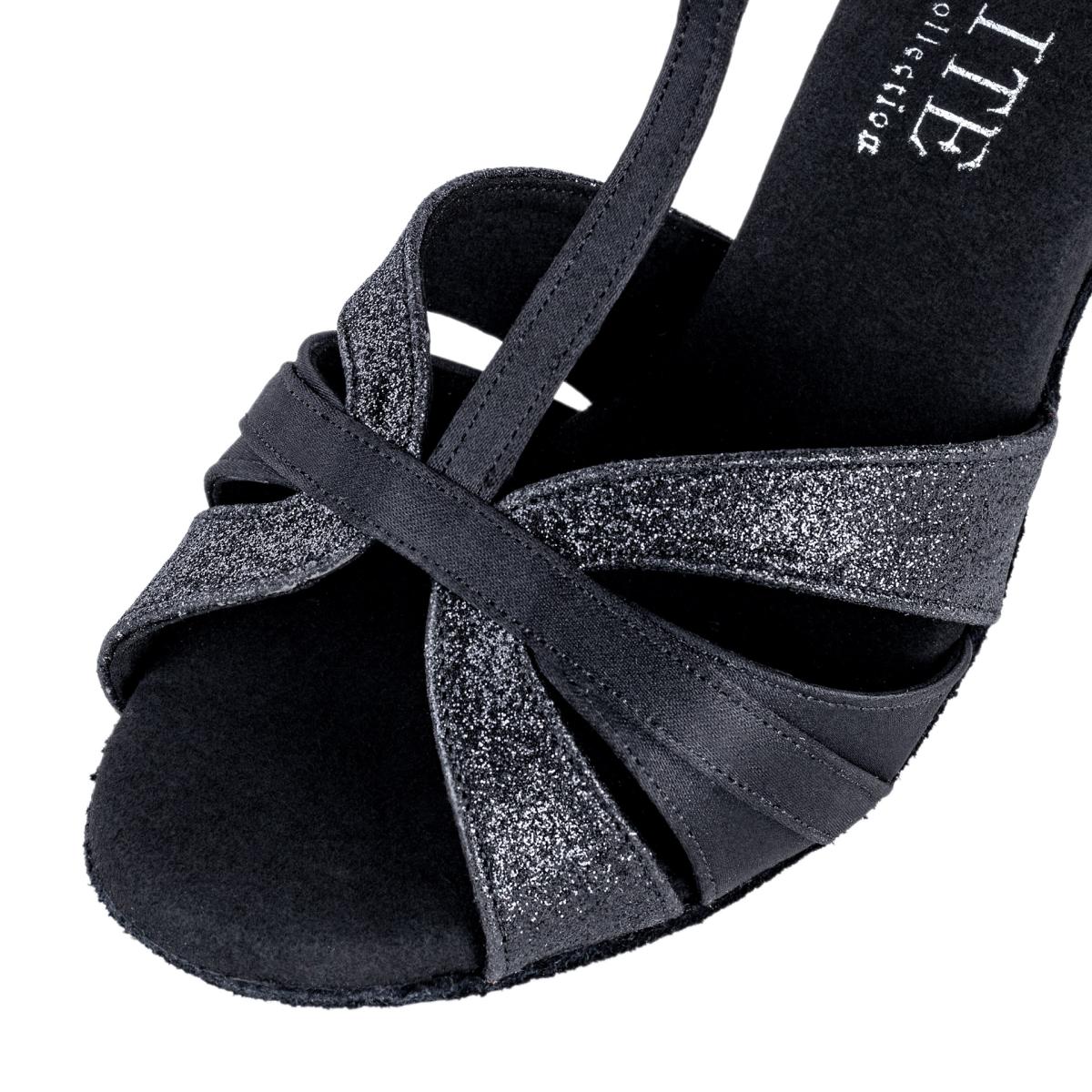 Rummos Damen Tanzschuhe Elite Martina 041/131 - Material: Satin/Glitzer - Farbe: Schwarz - Weite: Normal - Absatz: 70R Flare - Größe: EUR 33,5