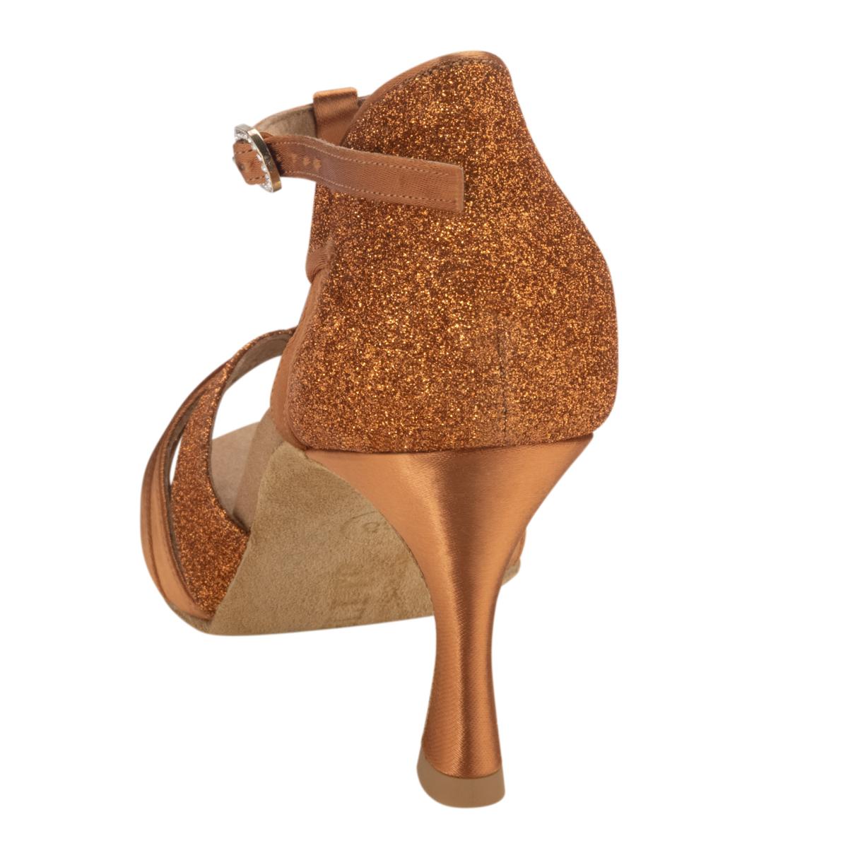 Rummos Damen Tanzschuhe Elite Martina 048/138 - Material: Satin/Glitzer - Farbe: Dark Tan - Weite: Normal - Absatz: 60R Flare - Größe: EUR 34,5