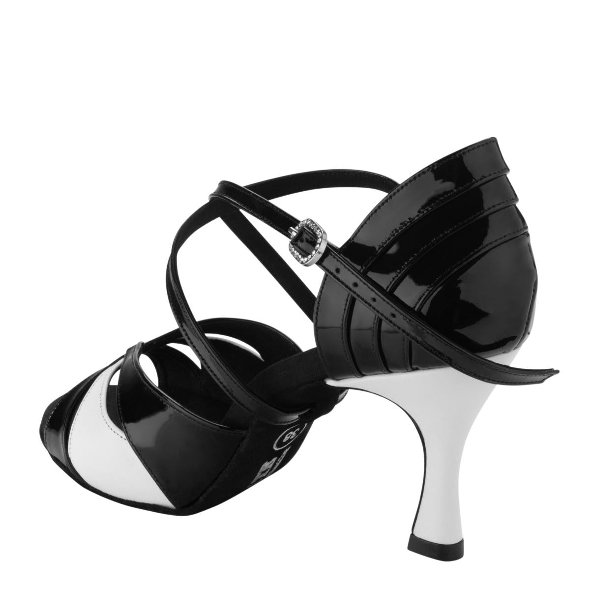 Rummos Damen Tanzschuhe Elite Paloma 035/004 - Material: Leder/Lackleder - Farbe: Schwarz/Weiß - Weite: Normal - Absatz: 60R Flare - Größe: EUR 34