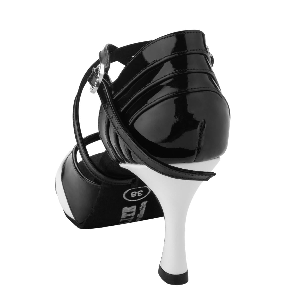 Rummos Damen Tanzschuhe Elite Paloma 035/004 - Material: Leder/Lackleder - Farbe: Schwarz/Weiß - Weite: Normal - Absatz: 60R Flare - Größe: EUR 34