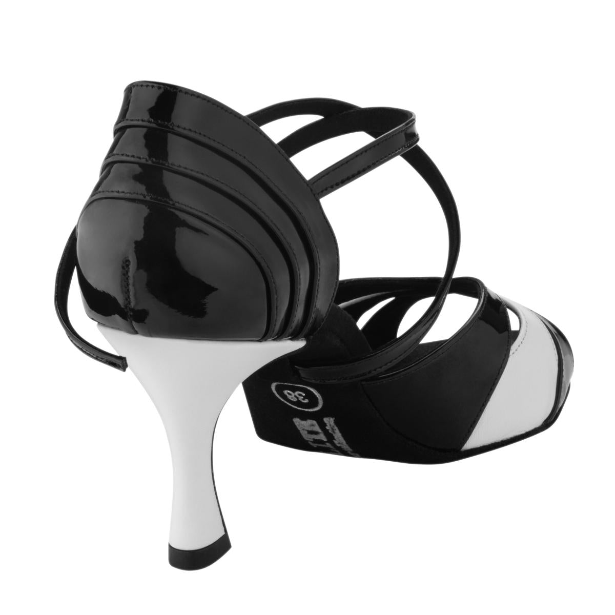 Rummos Damen Tanzschuhe Elite Paloma 035/004 - Material: Leder/Lackleder - Farbe: Schwarz/Weiß - Weite: Normal - Absatz: 60R Flare - Größe: EUR 38